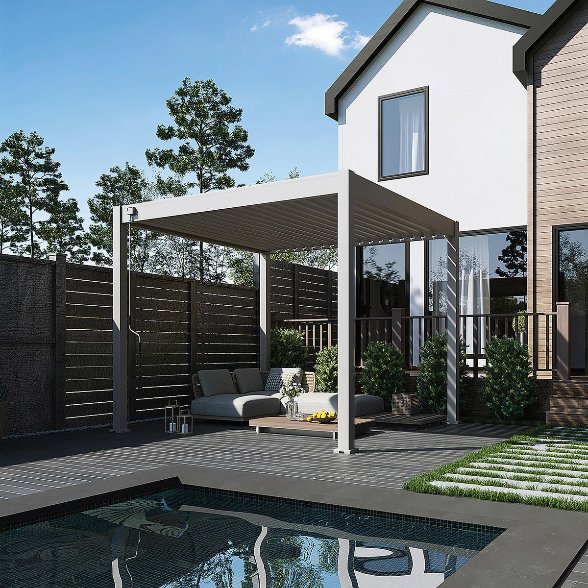 PERGOLA 300/300/255 cm   - Perlmutt, Basics, Metall (300/300/255cm) - Gardenson