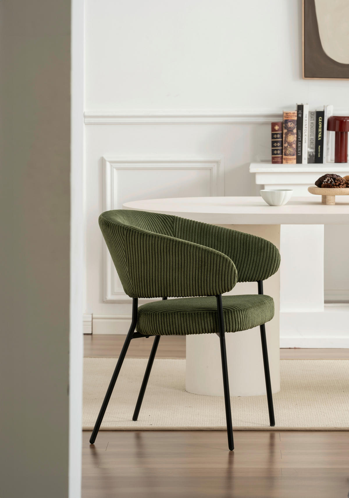 ARMLEHNSTUHL  in Eisen Cord  - Schwarz/Grün, LIFESTYLE, Holz/Textil (60/81/60cm) - Livetastic