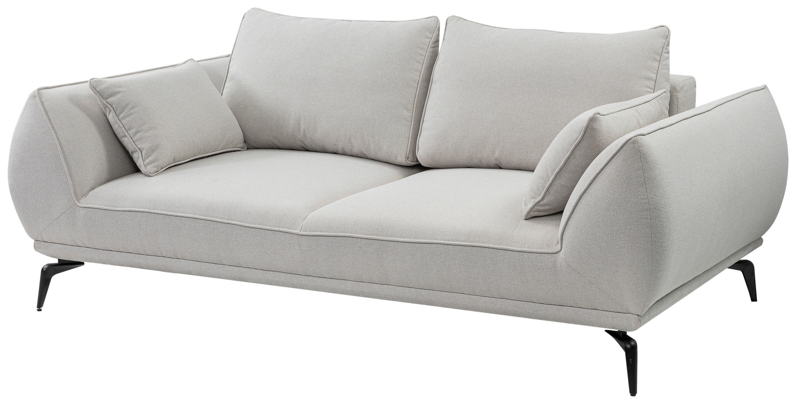 2-SITZER-SOFA Webstoff Creme  - Creme/Schwarz, MODERN, Textil/Metall (208/86/118cm) - MID.YOU