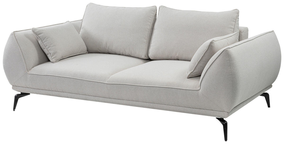 2-SITZER-SOFA in Webstoff Creme  - Creme/Schwarz, Modern, Textil/Metall (208/86/118cm) - MID.YOU