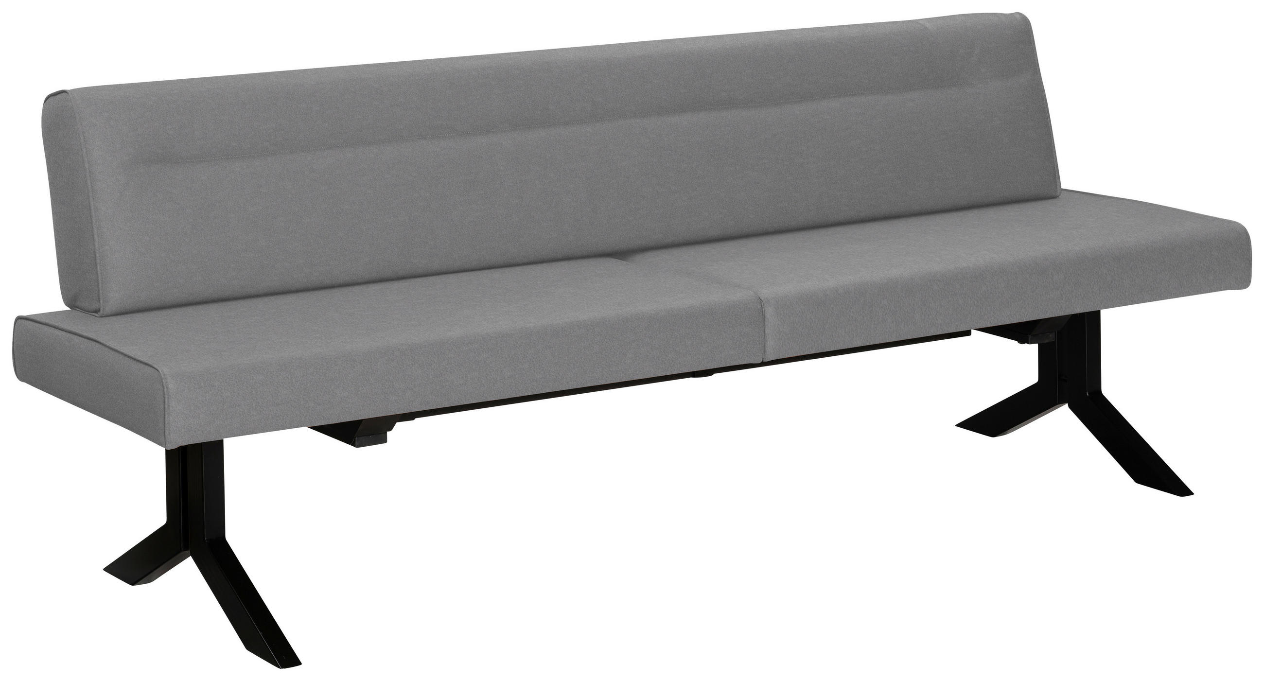 SITZBANK in Metall, Textil Hellgrau - Hellgrau/Schwarz, Konventionell, Textil/Metall (220/87/70cm) - Moderano