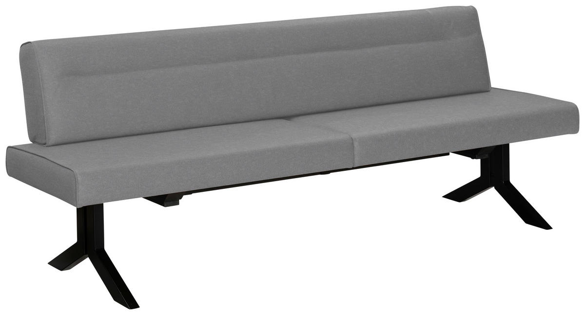 SITZBANK in Metall, Textil Hellgrau  - Hellgrau/Schwarz, Konventionell, Textil/Metall (220/87/70cm) - Moderano