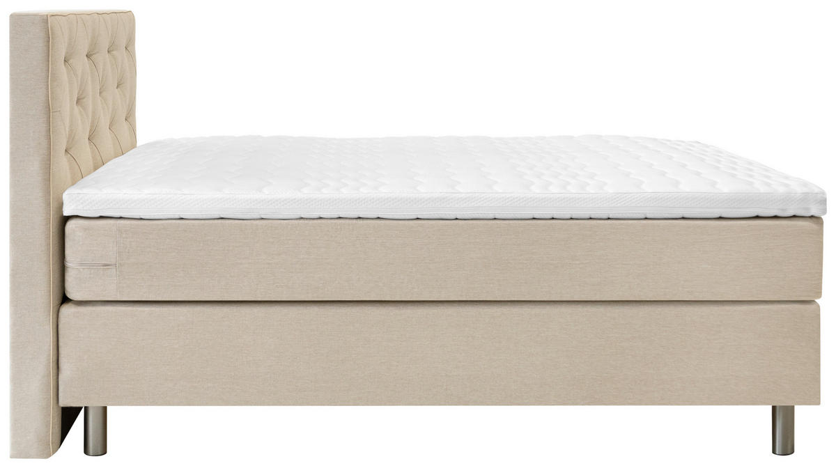 BOXSPRINGBETT 140/200 cm  in Beige  - Beige/Alufarben, Konventionell, Textil/Metall (140/200cm) - Welnova