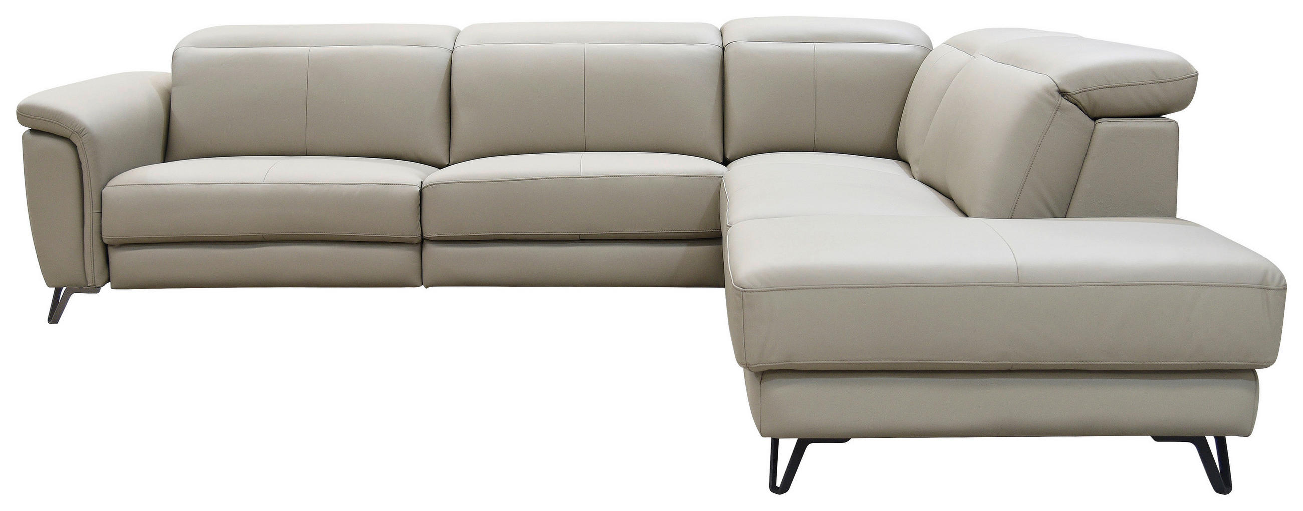 ROHOVÁ SEDAČKA, kůže, jílová barva - černá/jílová barva, Moderní, kov/dřevo (303/240cm) - Livetastic