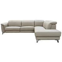 ECKSOFA in Echtleder Schlammfarben  - Schlammfarben/Schwarz, Modern, Leder/Holz (303/240cm) - Livetastic