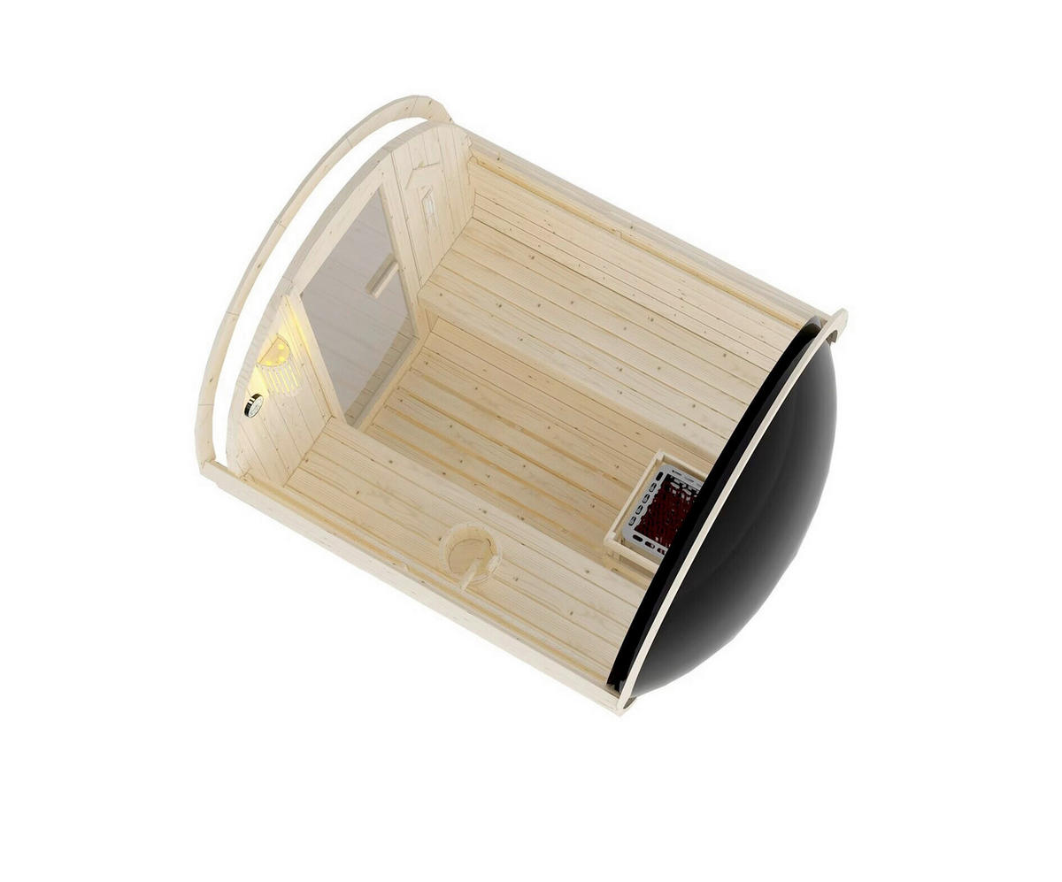 SAUNA für 4 Personen Nyborg  - Naturfarben, KONVENTIONELL, Glas/Holz (204,9/194,9/194,2cm)