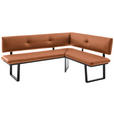 ECKBANK 190/150 cm  in Schwarz, Cognac  - Cognac/Schwarz, MODERN, Textil/Metall (190/150cm) - Cantus