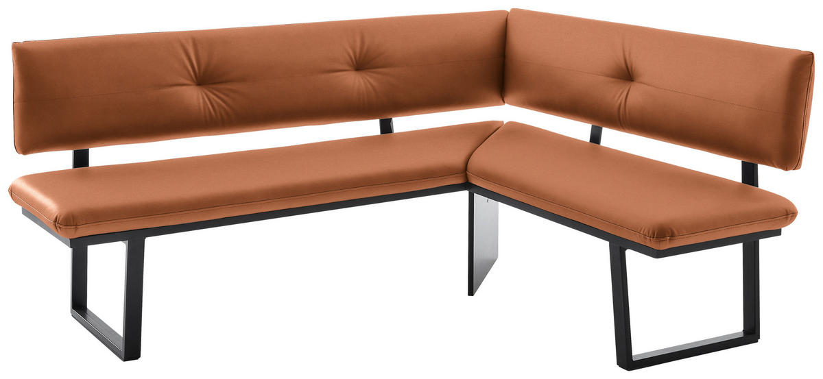 ECKBANK 190/150 cm  in Schwarz, Cognac  - Cognac/Schwarz, MODERN, Textil/Metall (190/150cm) - Cantus