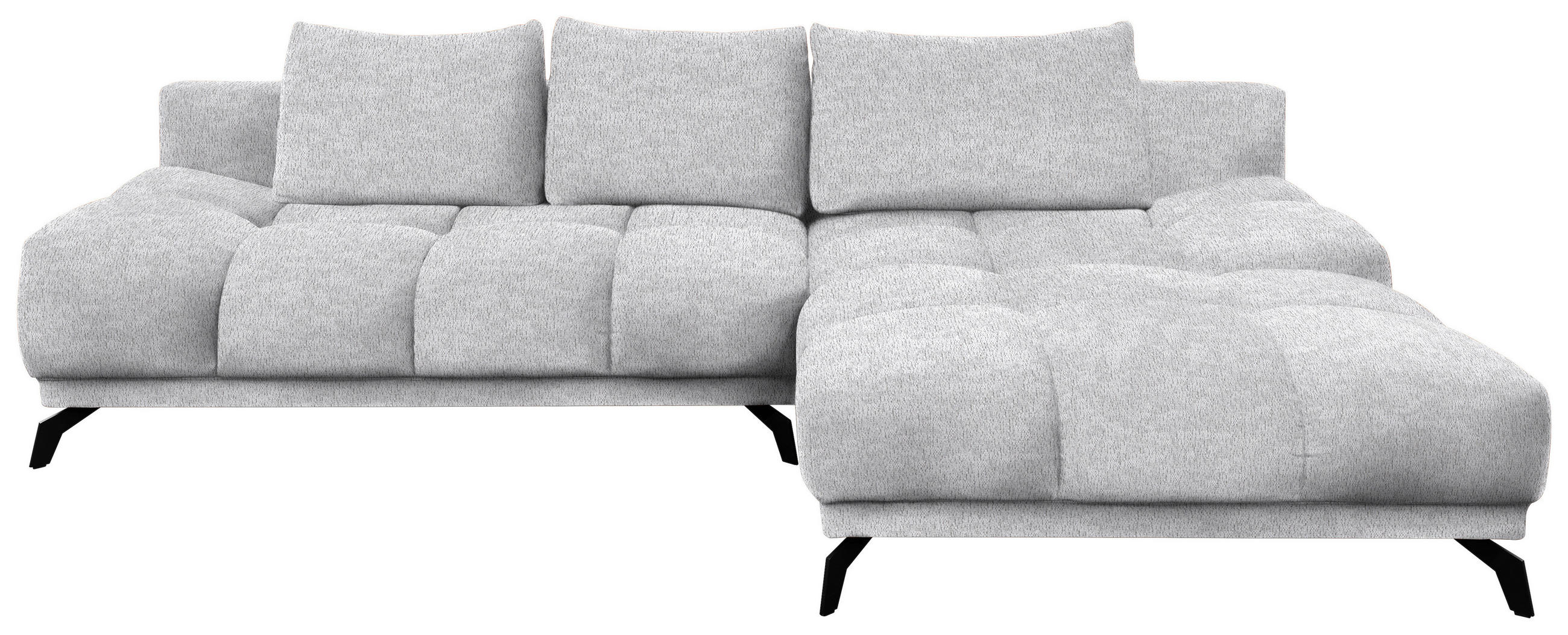 ECKSOFA in Chenille Hellgrau  - Hellgrau/Schwarz, MODERN, Textil/Metall (290/182cm) - Hom`in