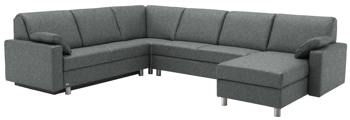 WOHNLANDSCHAFT  in Mikrovelours Graugrün  - Anthrazit/Alufarben, KONVENTIONELL, Textil (237/323/158cm) - Sedda