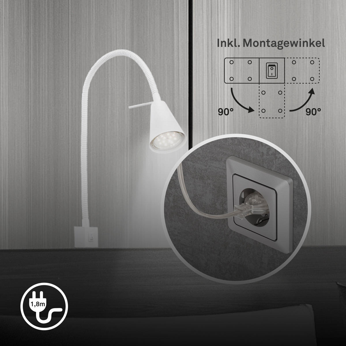LED-WANDLEUCHTE 5,8/40,3 cm  - Weiß, Basics, Metall (5,8/40,3cm) - Briloner