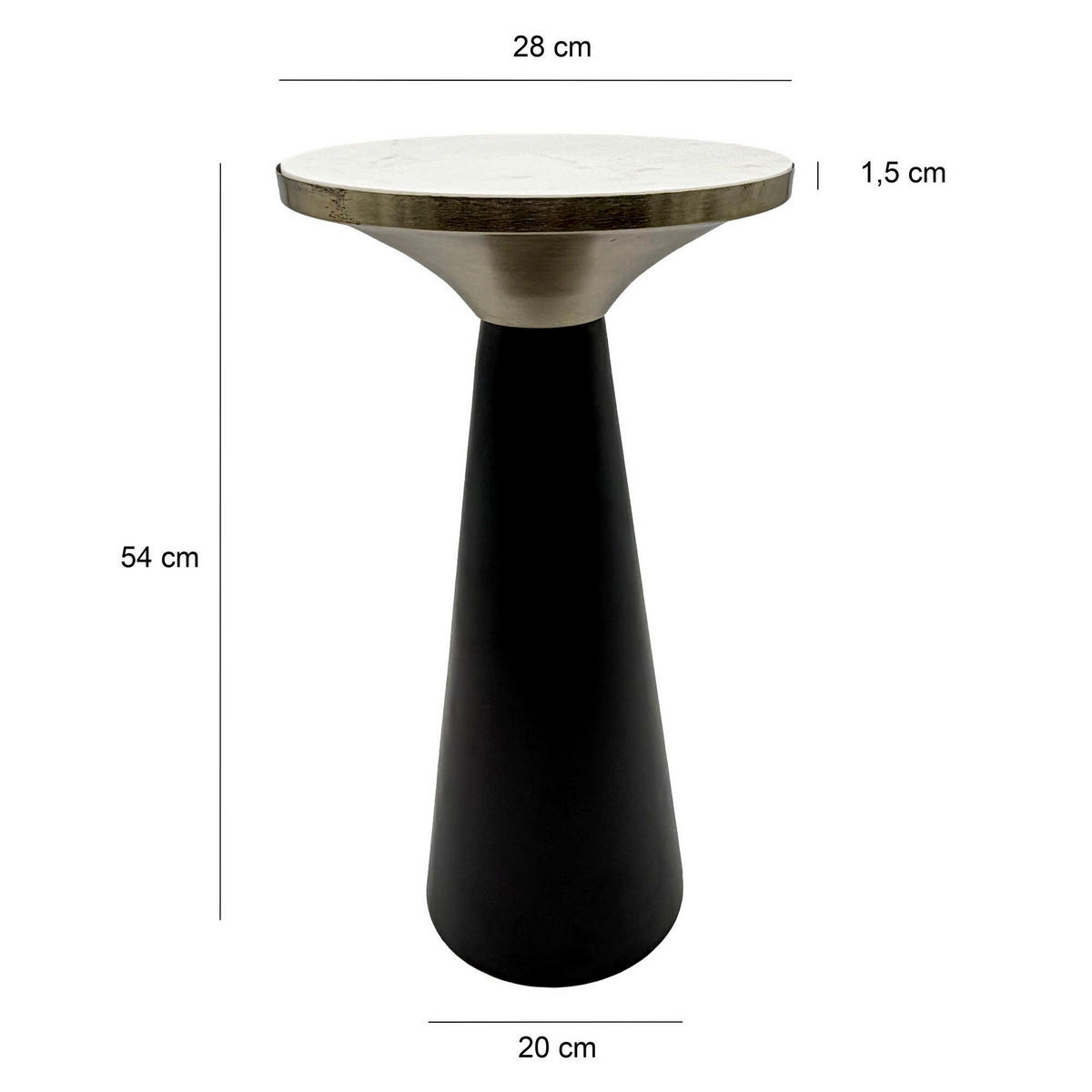 BEISTELLTISCH in Metall  - Schwarz, Design, Stein/Metall (28/54/28cm) - Livetastic