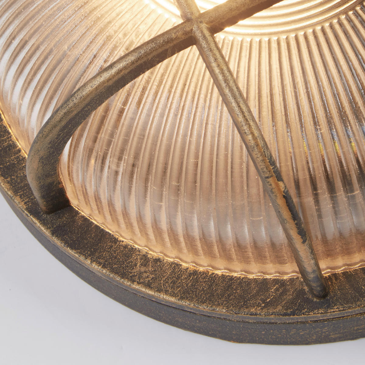 AUSSENWANDLEUCHTE Bulkhead 26,5/11/26,5 cm  - Klar/Goldfarben, Design, Glas/Kunststoff (26,5/11/26,5cm)
