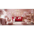 CHESTERFIELD-SOFA Samt Rot, Schwarz  - Rot/Schwarz, Trend, Holz/Textil (165/75/87cm) - Xora