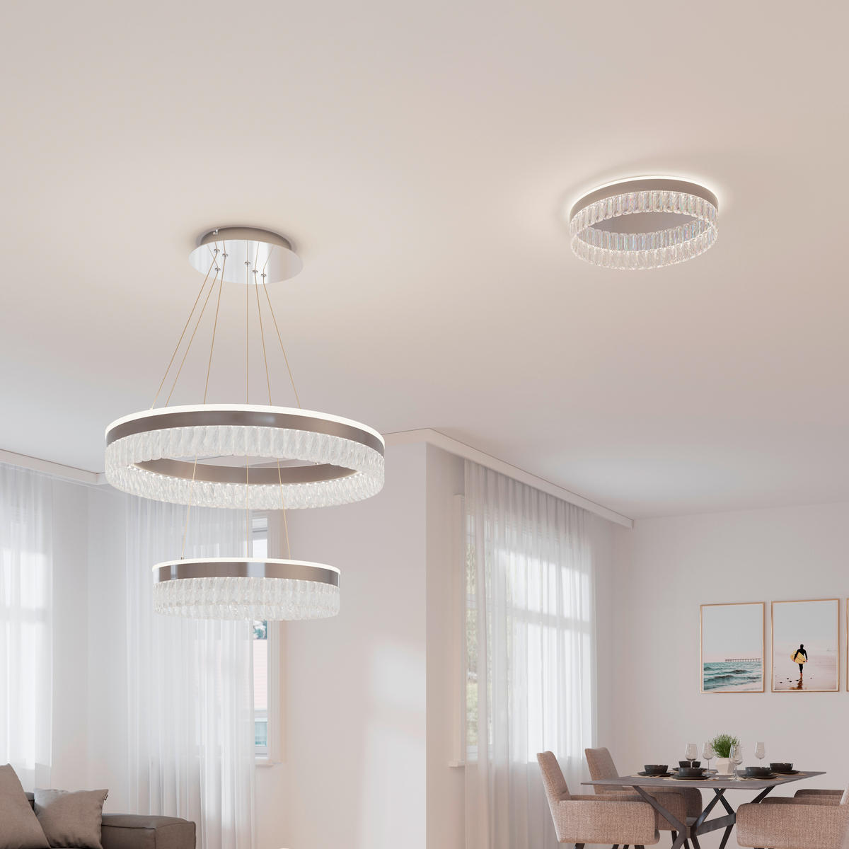 LED-HÄNGLAMPA Bunda 60/150 cm  - klar, Design, metall/glas (60/150cm) - Glandor