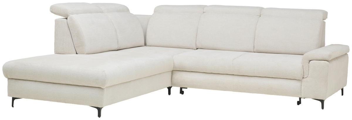 ECKSOFA in Struktur Beige  - Beige/Schwarz, Design, Textil/Metall (270/292cm) - Stylife