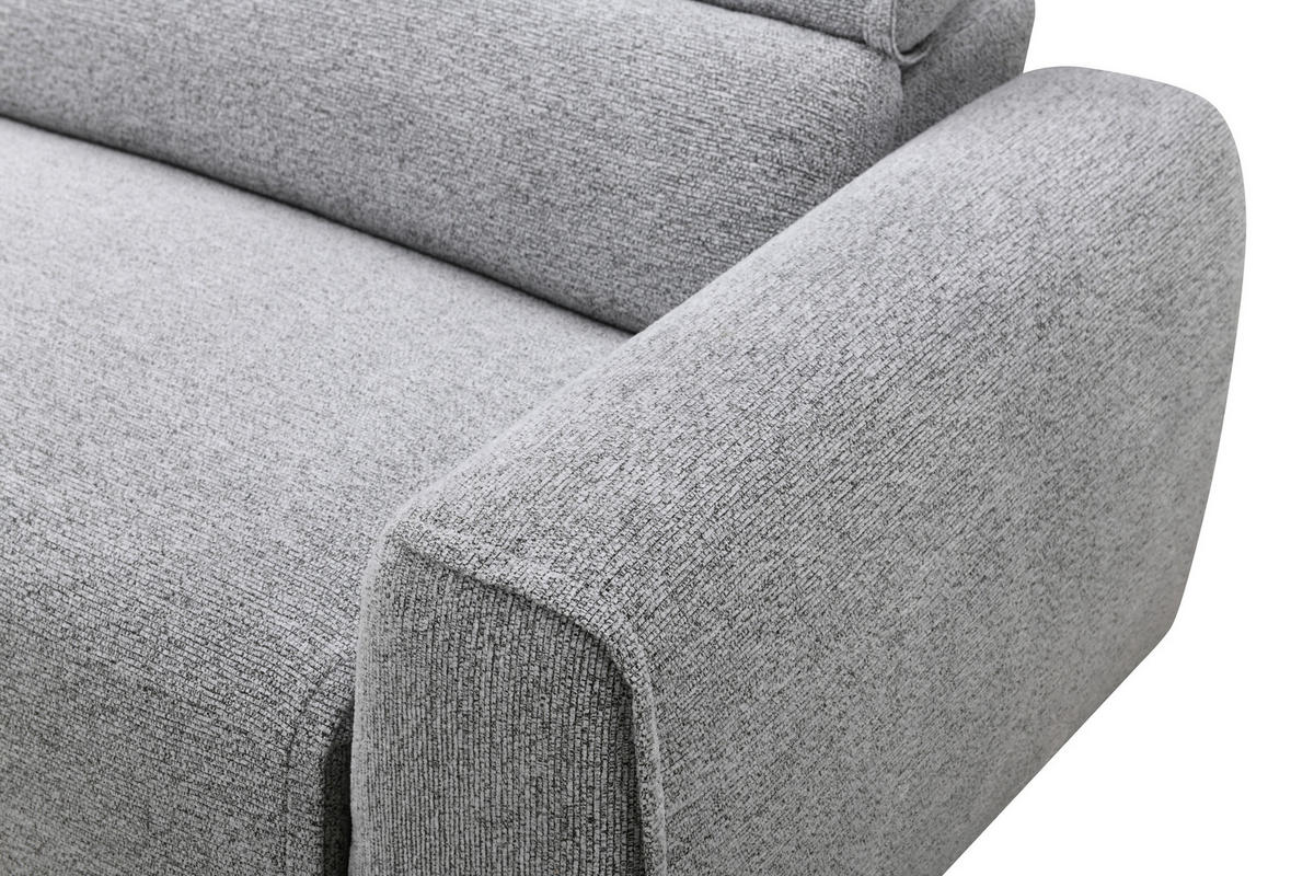 ECKSOFA Hellgrau Mikrofaser  - Hellgrau/Schwarz, Design, Textil/Metall (172/256cm) - Carryhome