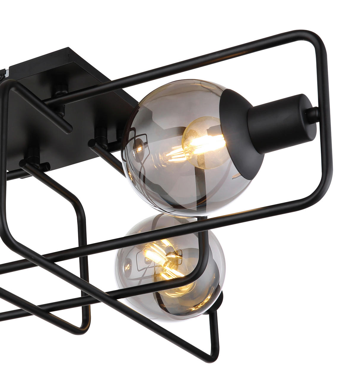 DECKENLEUCHTE 61/61/20 cm   - Schwarz, Design, Glas/Metall (61/61/20cm) - Globo