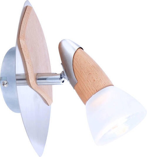 SPOTLIGHT Lord 9,5/17,5/20 cm   - nickelfärgad/naturfärgad, Klassisk, metall/trä (9,5/17,5/20cm) - Globo