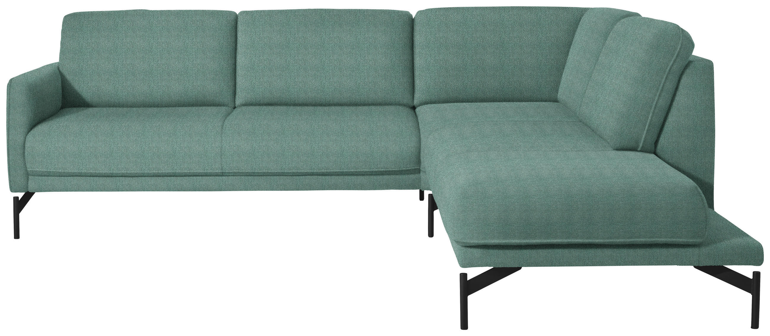 ECKSOFA in Flachgewebe, Struktur Türkis  - Türkis/Anthrazit, Design, Textil/Metall (254/230cm) - Johann Jakob