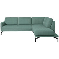 ECKSOFA in Flachgewebe, Struktur Türkis  254/230 cm  - Türkis/Anthrazit, Design, Textil/Metall (254/230cm) - Johann Jakob