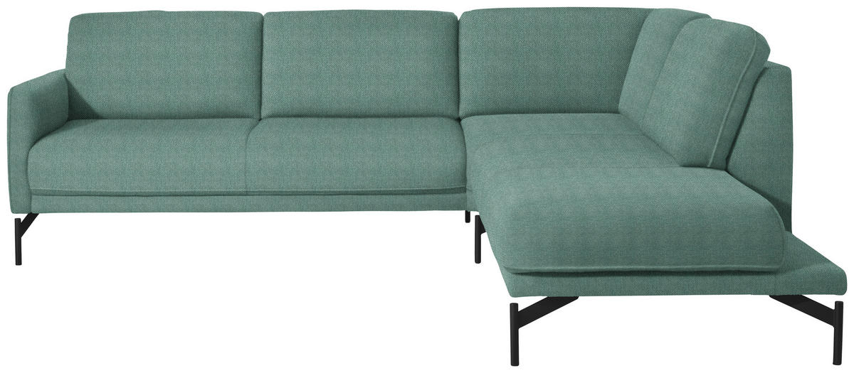 ECKSOFA in Flachgewebe, Struktur Türkis  254/230 cm  - Türkis/Anthrazit, Design, Textil/Metall (254/230cm) - Johann Jakob