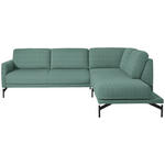 ECKSOFA in Flachgewebe, Struktur Türkis  - Türkis/Anthrazit, Design, Textil/Metall (254/230cm) - Ambiente