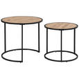 BEISTELLTISCHSET rund Schwarz, Eiche Artisan  - Schwarz/Eiche Artisan, Basics, Holzwerkstoff/Metall (50/40/50/40/45.5/39cm) - Carryhome