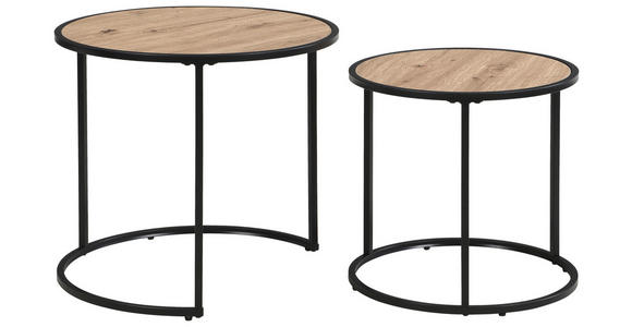 BEISTELLTISCHSET rund Schwarz, Eiche Artisan  - Schwarz/Eiche Artisan, Basics, Holzwerkstoff/Metall (50/40/50/40/45.5/39cm) - Carryhome