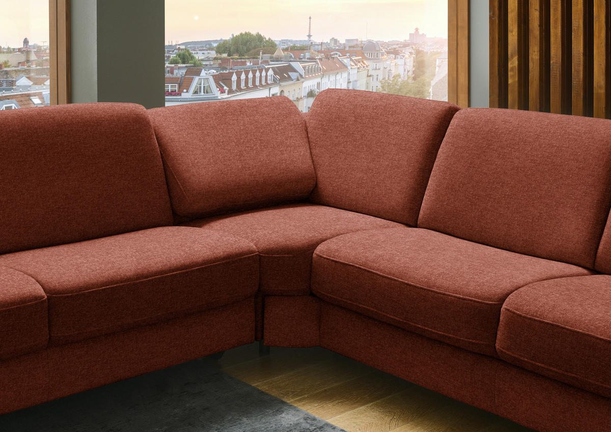 ECKSOFA in Chenille Kupferfarben  278/278 cm  - Schwarz/Kupferfarben, Design, Textil/Metall (278/278cm) - Valdera