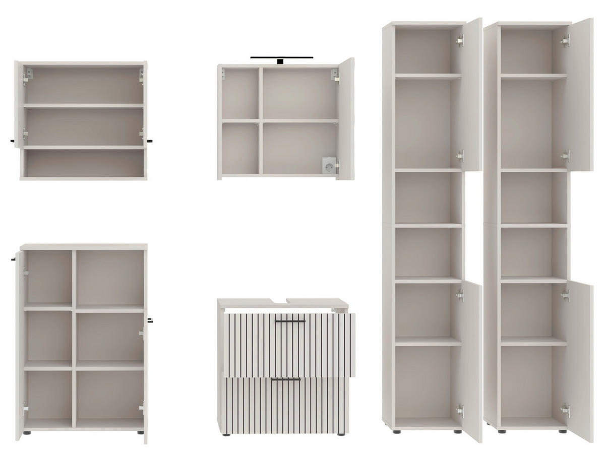 Baie 6 piese, 235 cm - cașmir/negru, Trend, sticlă/metal (235cm) - Respekta