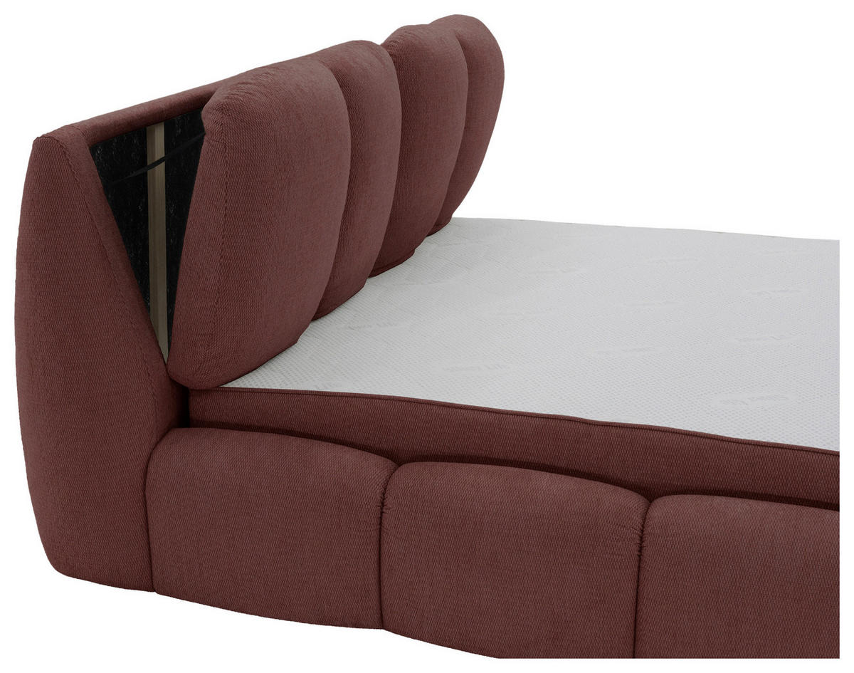 POLSTERBETT 180/200 cm,  in Rot, gepolstertes Kopfteil, Lattenrost, Bettkasten,  - Rot/Schwarz, Design, Holz/Kunststoff (180/200cm) - Chameo