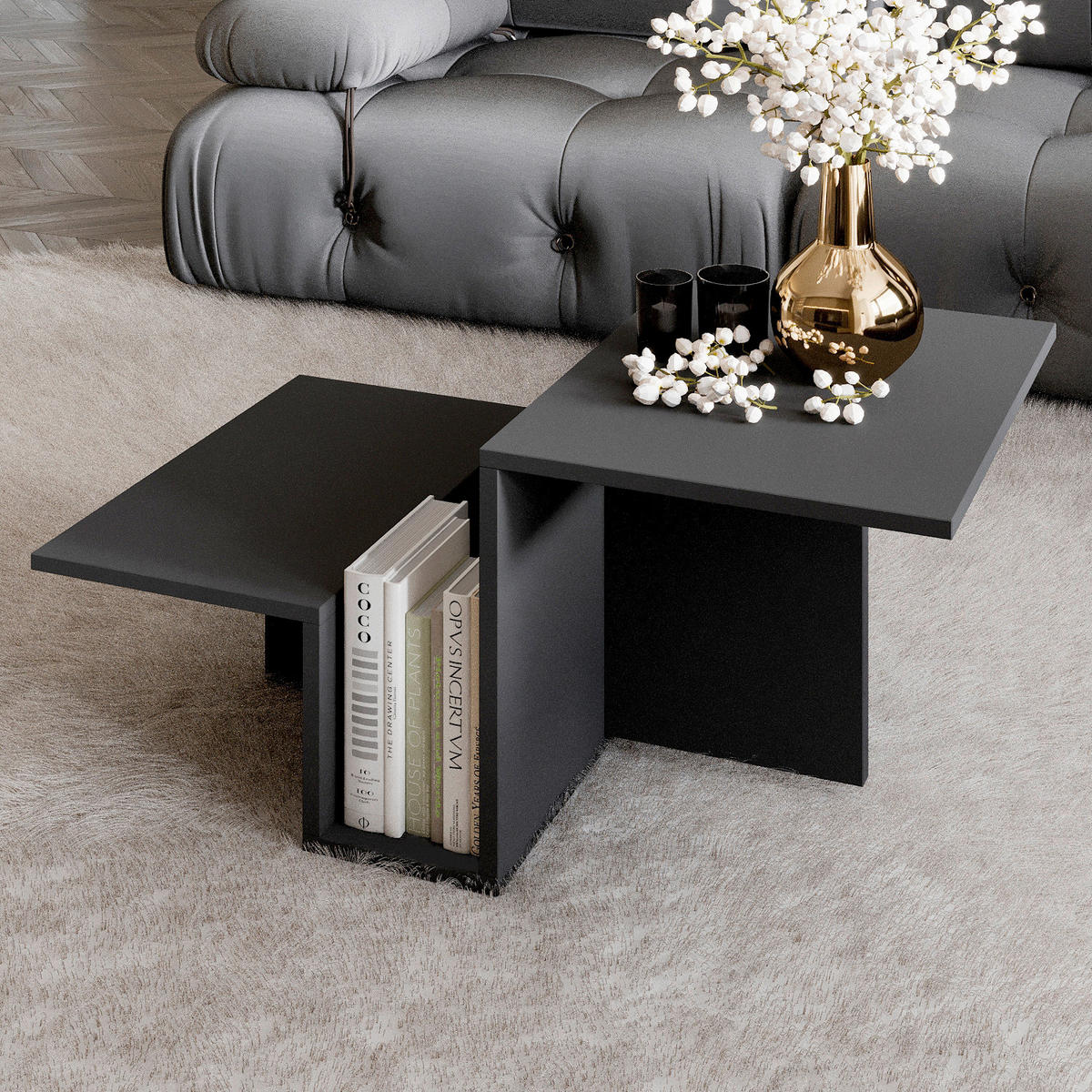 COUCHTISCH Relinda Couchtisch 90/45/50 cm Anthrazit  - Anthrazit, Design, Holzwerkstoff (90/45/50cm) - Livetastic