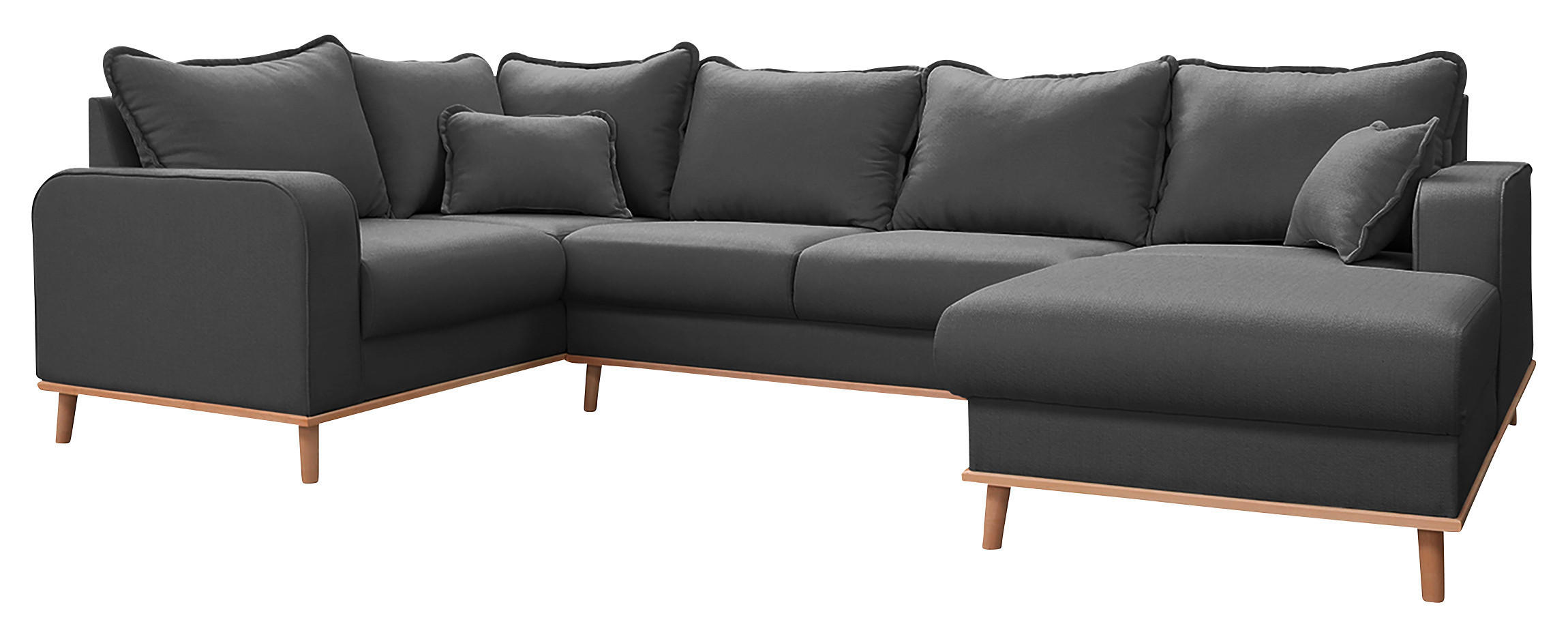 WOHNLANDSCHAFT Dunkelgrau Textilgeflecht  - Wengefarben/Dunkelgrau, Design, Holz/Textil (167/296/170cm) - Livetastic