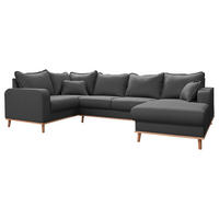 WOHNLANDSCHAFT in Textilgeflecht Dunkelgrau  - Wengefarben/Dunkelgrau, Design, Holz/Textil (167/296/170cm) - Livetastic