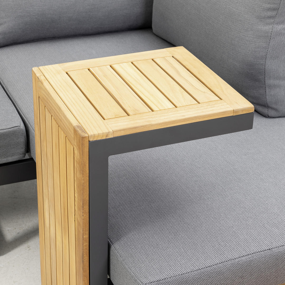 LOUNGEGARNITUR   253/70/175 cm Teakholz Aluminium  - Anthrazit/Grau, Basics, Holz/Textil (253/70/175cm) - Gardenson