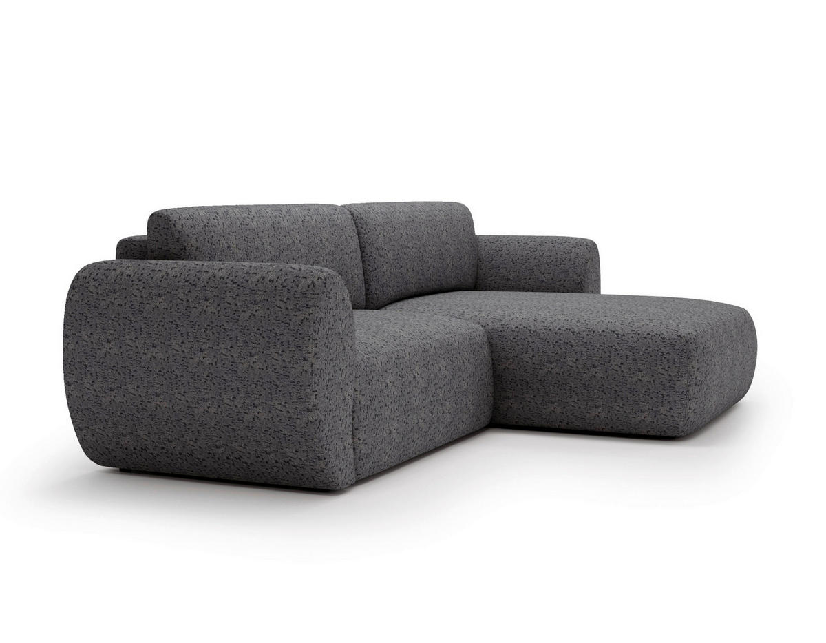 ECKSOFA SOLIS in Chenille Grau  288/170 cm  - Schwarz/Grau, Design, Kunststoff/Textil (288/170cm) - Livetastic