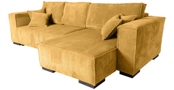 ECKSOFA  in Cord Senfgelb  - Senfgelb/Braun, KONVENTIONELL, Holz/Textil (293/160cm) - Carryhome