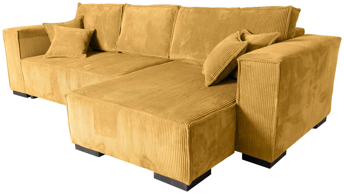 ECKSOFA in Cord Senfgelb  - Senfgelb/Braun, KONVENTIONELL, Holz/Textil (230/190cm) - Carryhome