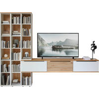 WOHNWAND  in Weiß, Buchefarben  285/215/40 cm  - Buchefarben/Schwarz, KONVENTIONELL, Holzwerkstoff/Kunststoff (285/215/40cm) - Venda