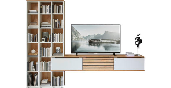 WOHNWAND  in Weiß, Buchefarben  285/215/40 cm  - Buchefarben/Schwarz, KONVENTIONELL, Holzwerkstoff/Kunststoff (285/215/40cm) - Venda