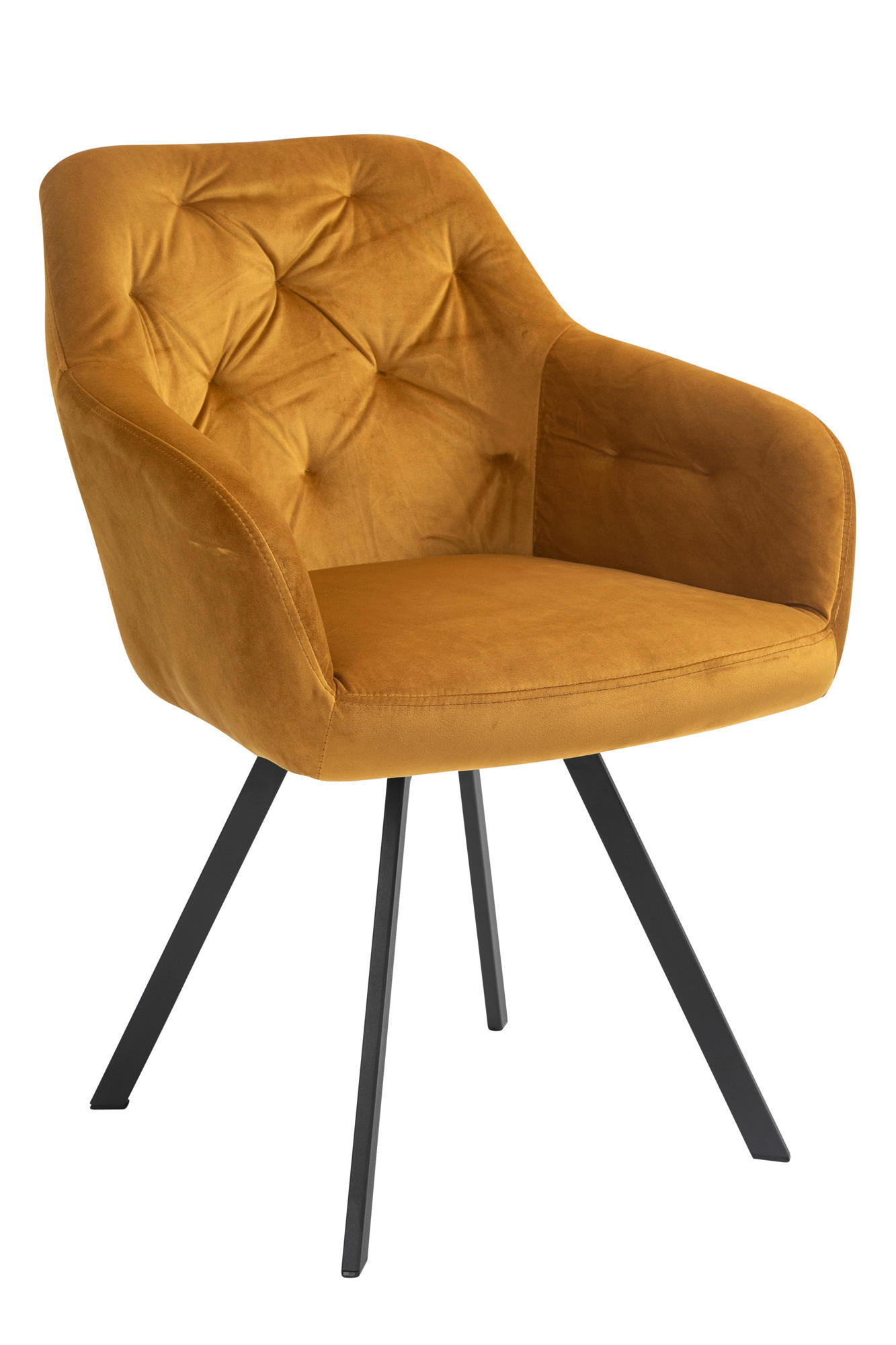 ARMLEHNSTUHL  in Samt  - Senfgelb/Schwarz, MODERN, Textil/Metall (61/85/62cm) - Livetastic