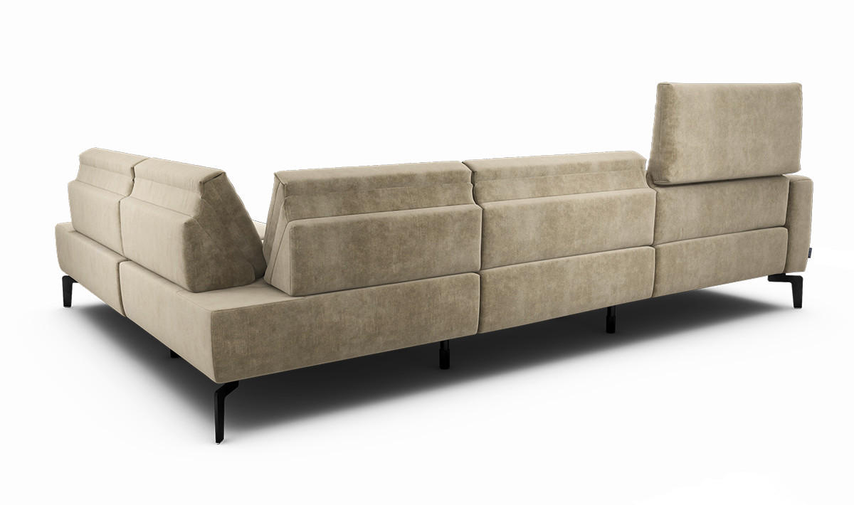 ECKSOFA Cosy Naturfarben Samt  - Schwarz/Naturfarben, Design, Textil/Metall (296/213cm) - SENSOO