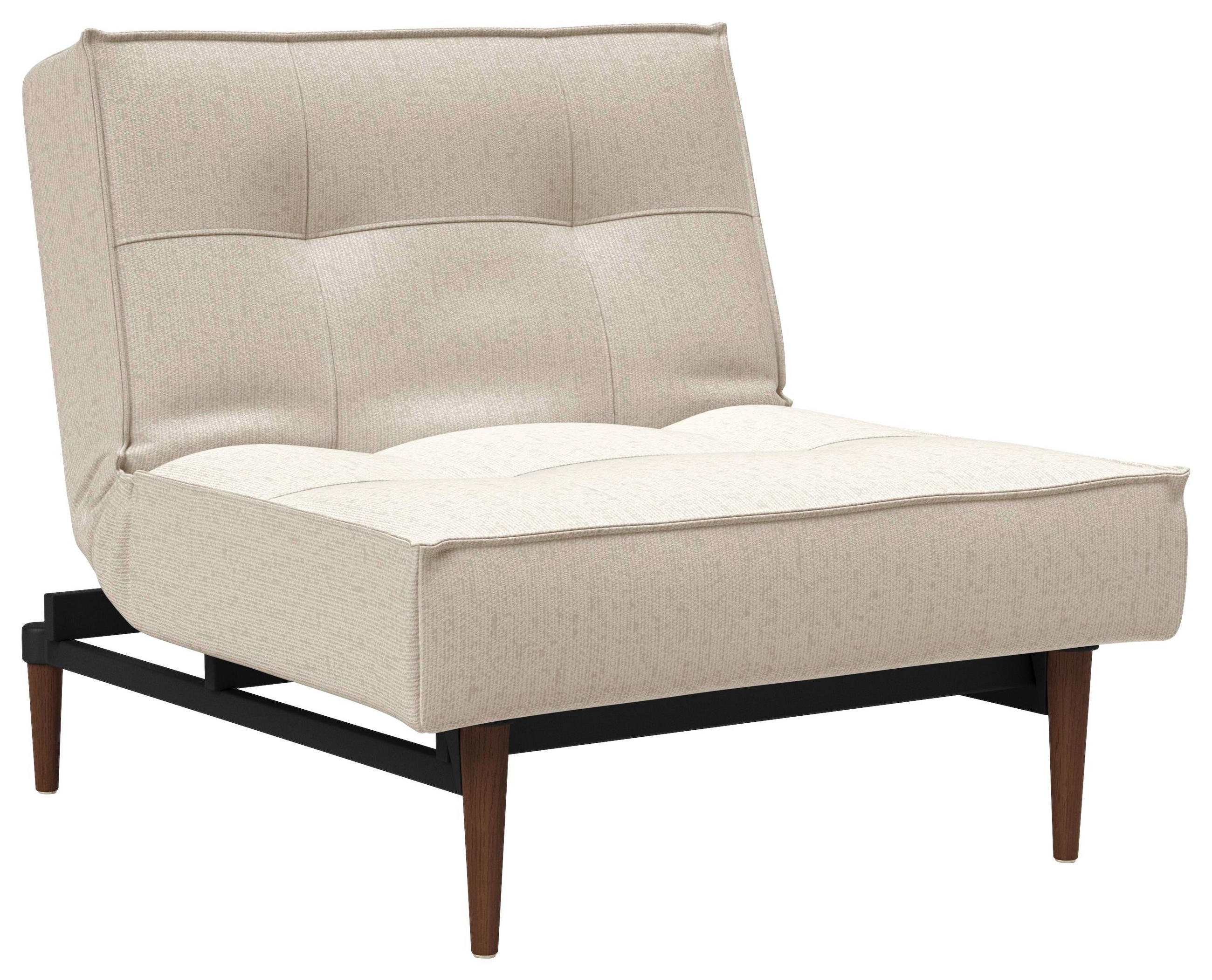 Sessel in Holz, Metall, Textil Naturfarben, Weiß