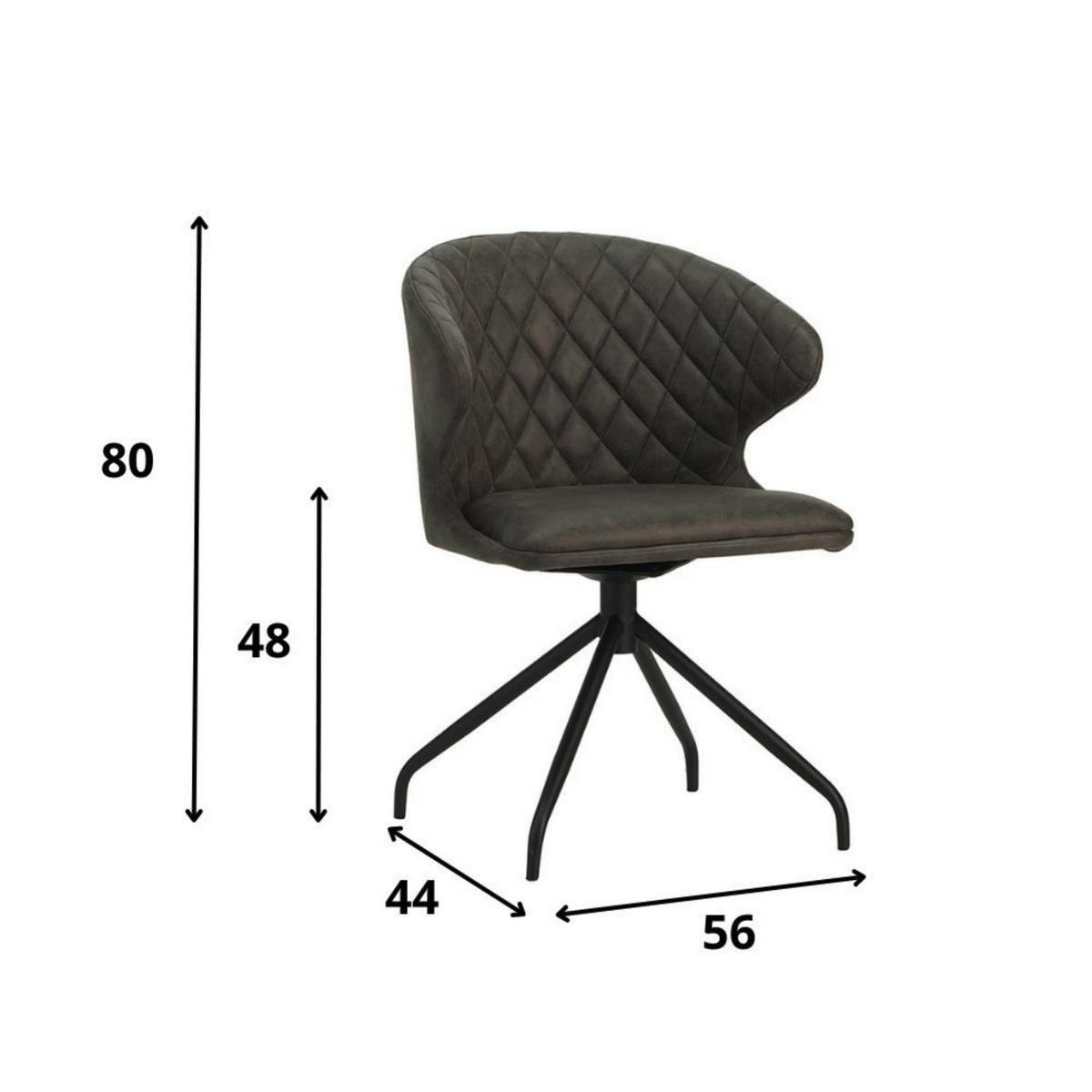 ŽIDLE S PODRUČKAMI, mikrovlákno, antracitová - černá/antracitová, Moderní, kov/textil (56/80/44cm) - MID.YOU