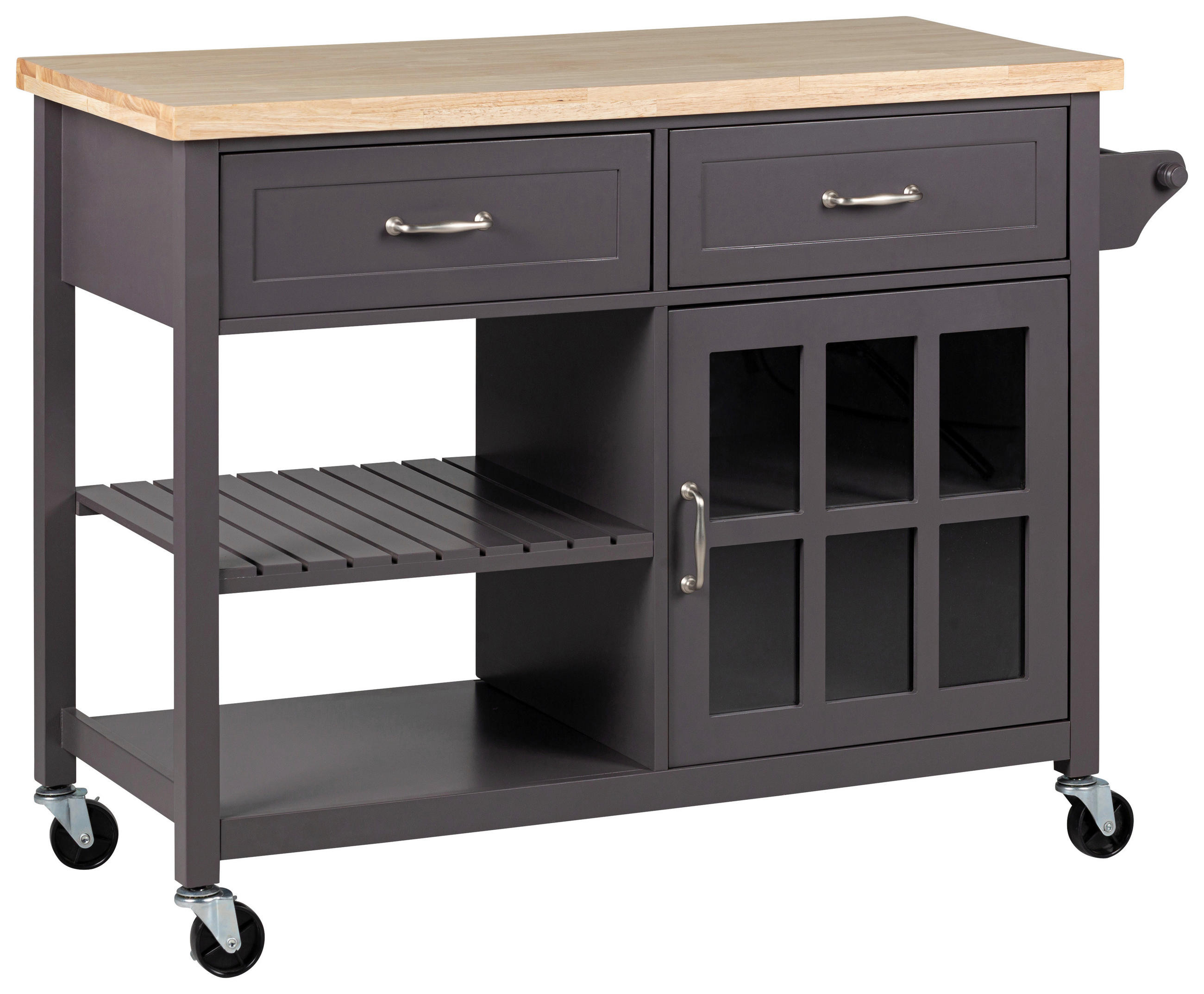 SERVIERWAGEN in Grau, Naturfarben  - Silberfarben/Naturfarben, Natur, Glas/Holz (117/86/48cm) - Livetastic