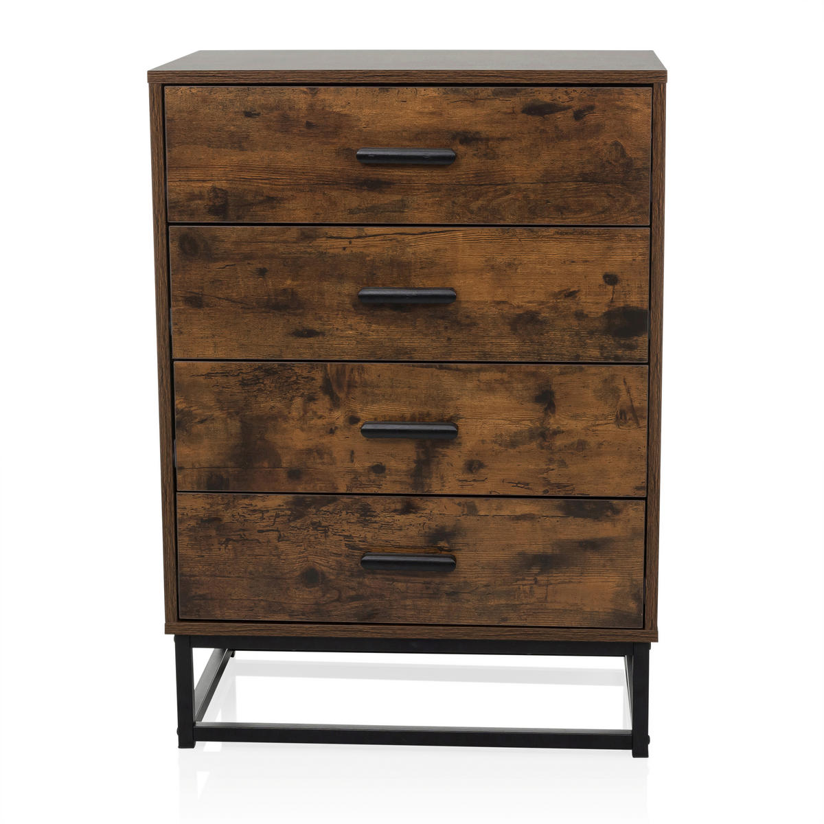 KOMMODE  in 60/83,5/38,5 cm  - Schwarz/Braun, MODERN, Holzwerkstoff/Metall (60/83,5/38,5cm) - MID.YOU