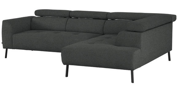 ECKSOFA in Chenille Dunkelgrau  280/205 cm  - Dunkelgrau/Schwarz, Design, Textil/Metall (280/205cm) - Xora