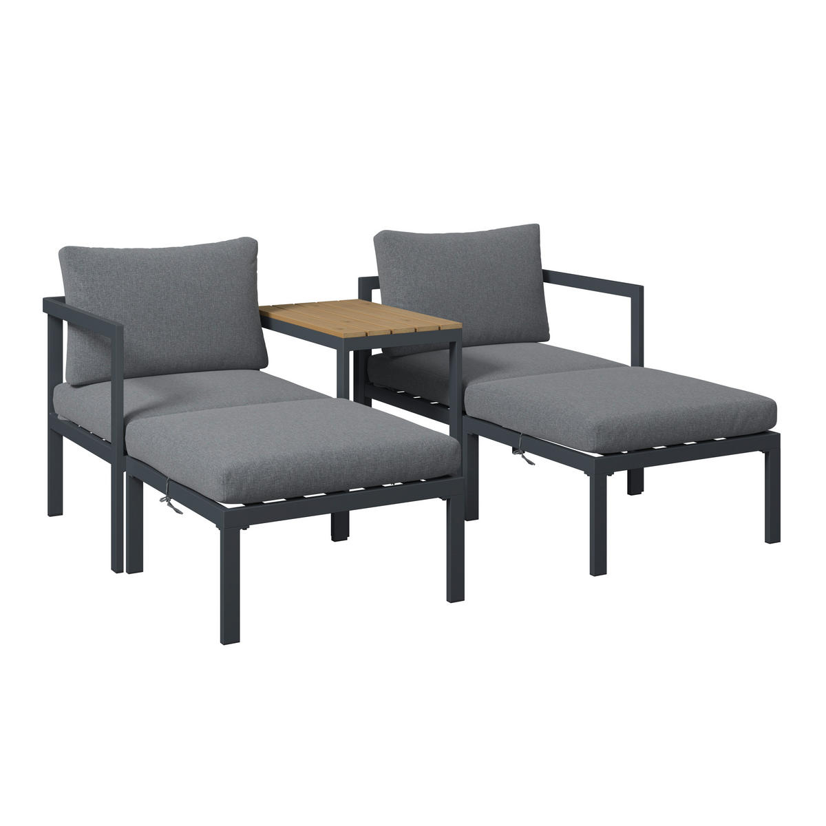 LOUNGEGARNITUR 5-teilig   66/64/65.5 cm Stahl  - Dunkelgrau/Naturfarben, MODERN, Kunststoff/Textil (66/64/65.5cm) - Ambia Garden