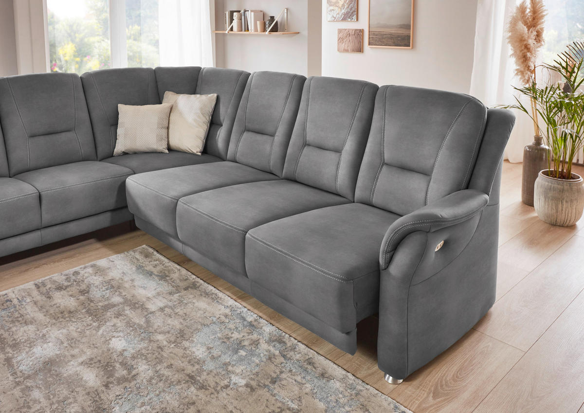 ECKSOFA  in Mikrofaser Grau  223/275 cm  - Beige/Alufarben, KONVENTIONELL, Textil/Metall (223/275cm) - Beldomo Comfort